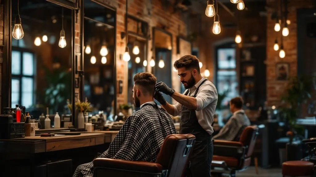 Interior moderno de barbería